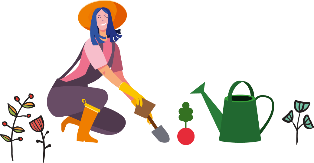 Illustration femme jardinage
